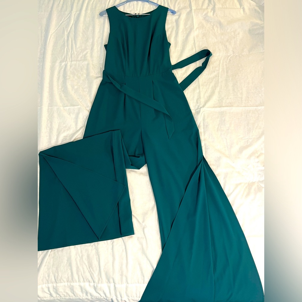 Bebe Size 4 Wide leg Jumpsuit- Dark Green